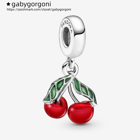 Pandora Asymmetrical Cherry Fruit Dangle Charm - Picture 1 of 6